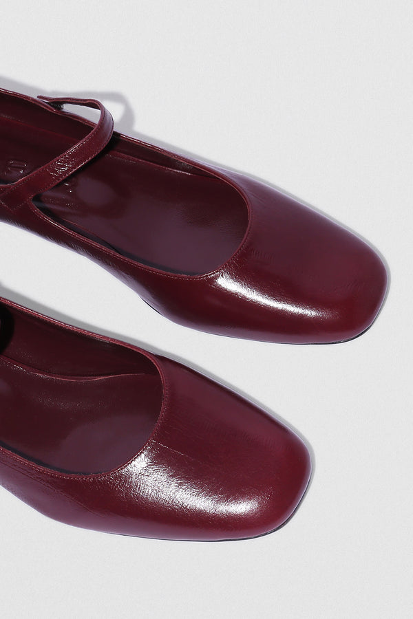 By Far Ginny Sour Cherry Eel Embossed Leather Mary Jane Pump