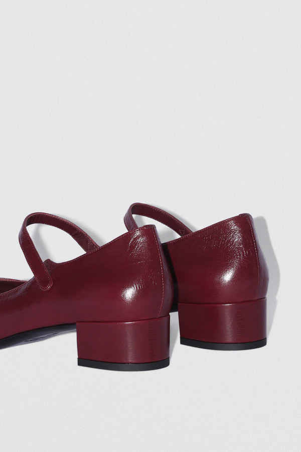 By Far Ginny Sour Cherry Eel Embossed Leather Mary Jane Pump