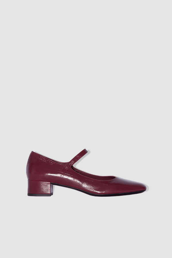 by far Ginny Sour Cherry Eel Embossed Leather Mary Jane Pump