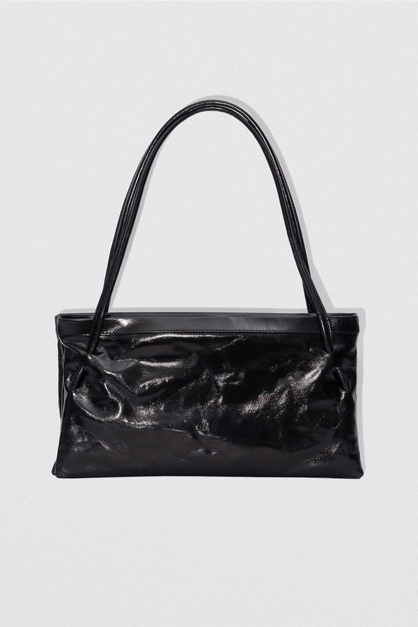 by far Hannah Black Creased Calf Leather Shoulder Bag