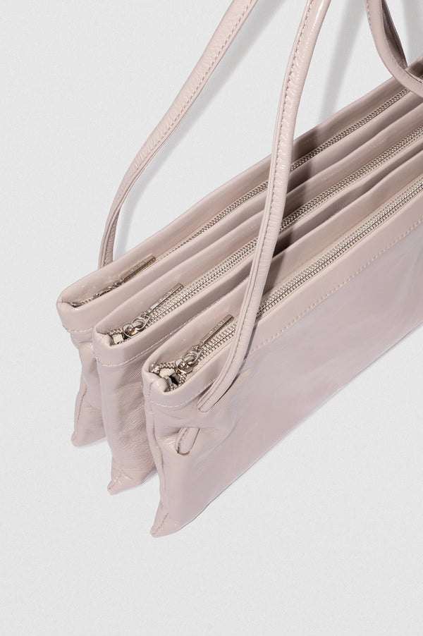 By Far Hannah Fossil Glossed Nappa Leather Shoulder Bag