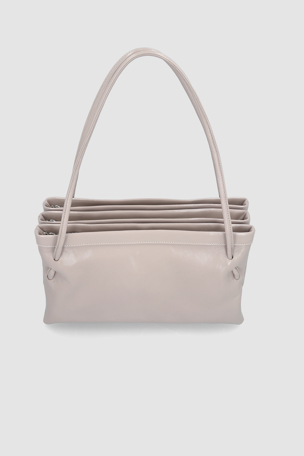 By Far Hannah Fossil Glossed Nappa Leather Shoulder Bag