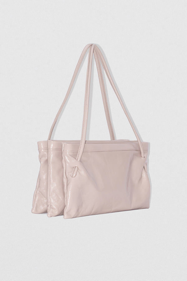 By Far Hannah Fossil Glossed Nappa Leather Shoulder Bag