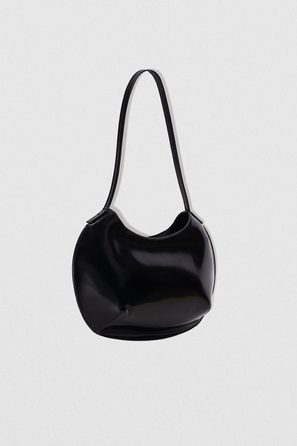 By Far Horner Black Semi Patent Leather Shoulder Bag