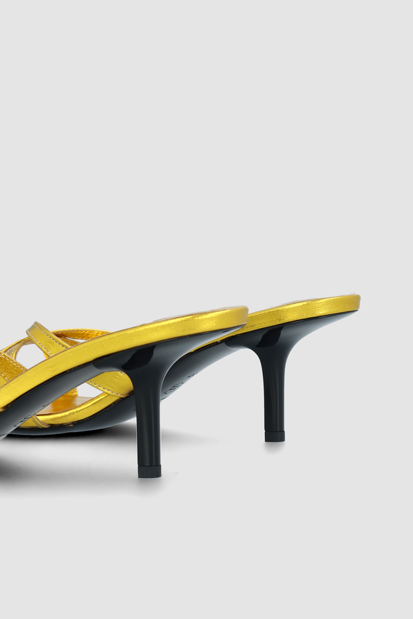 By Far Julie Gold Eel Embossed Metallic Leather Mule