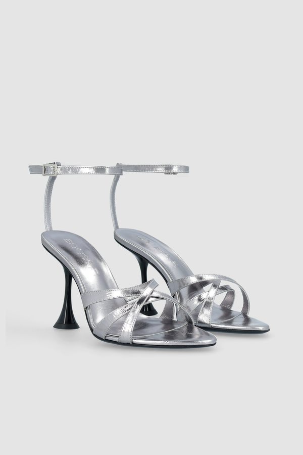 By Far Juliette Inox Eel Embossed Metallic Leather Sandal