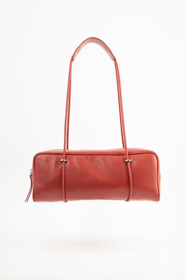 by far Kimberly Blood Red Nappa Leather Shoulder Bag