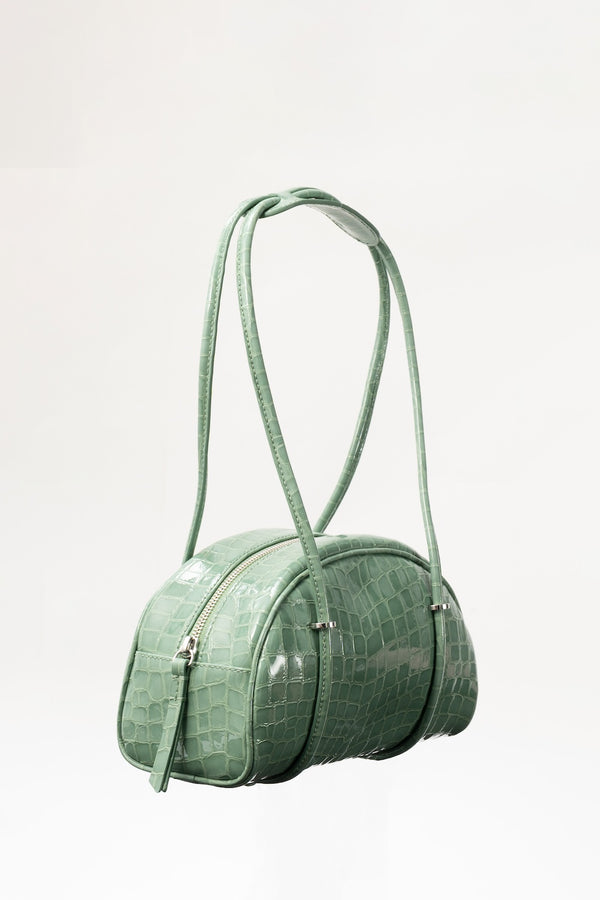 By Far Kimberly Bowler Fresh Croco Embossed Leather Shoulder Bag