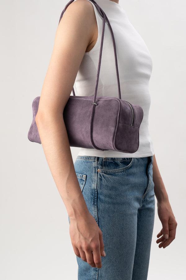 By Far Kimberly Deep Purple Suede Leather Shoulder Bag