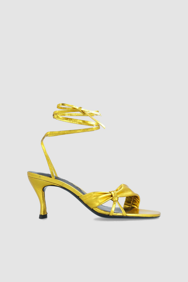 by far Layla Gold Eel Embossed Metallic Leather Sandal