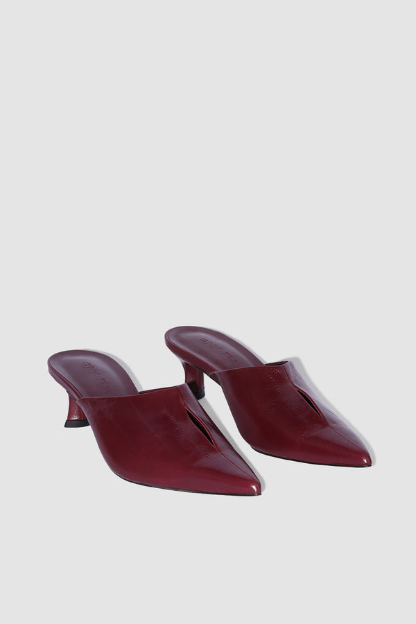 By Far Luciana Sour Cherry Eel Embossed Leather Mule