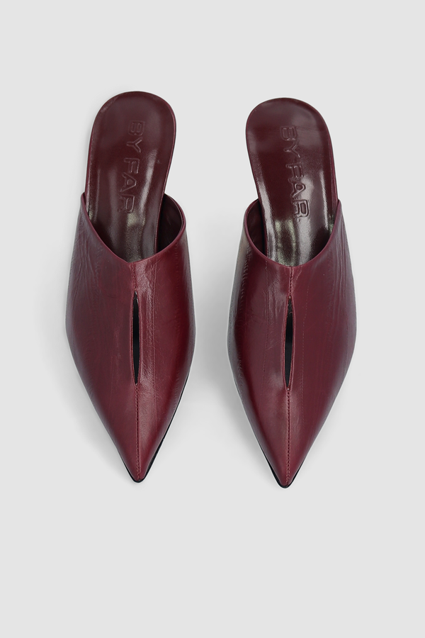 By Far Luciana Sour Cherry Eel Embossed Leather Mule