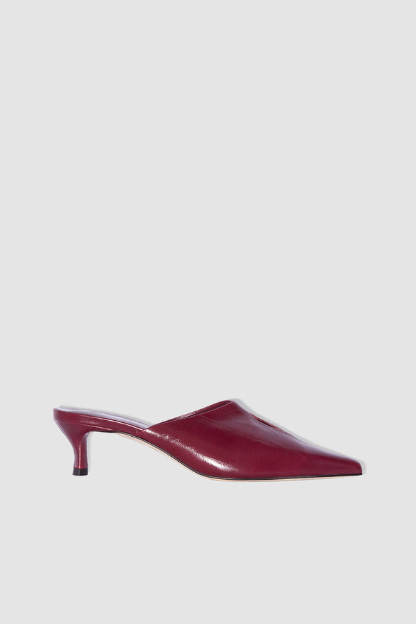 by far Luciana Sour Cherry Eel Embossed Leather Mule
