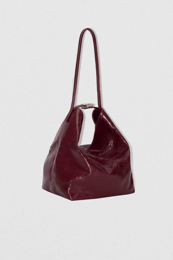 By Far Maxi Bea Sour Cherry Creased Calf Leather Hobo Bag