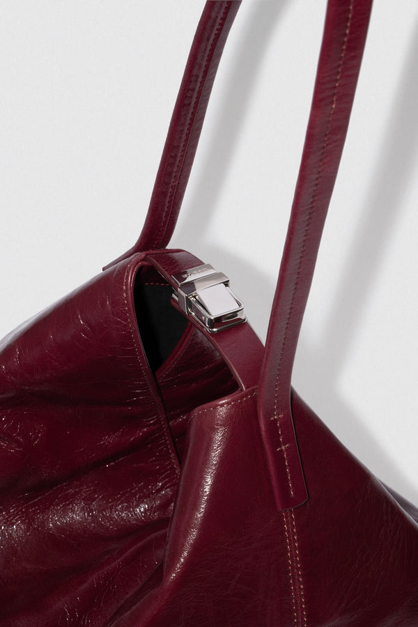 By Far Maxi Bea Sour Cherry Creased Calf Leather Hobo Bag