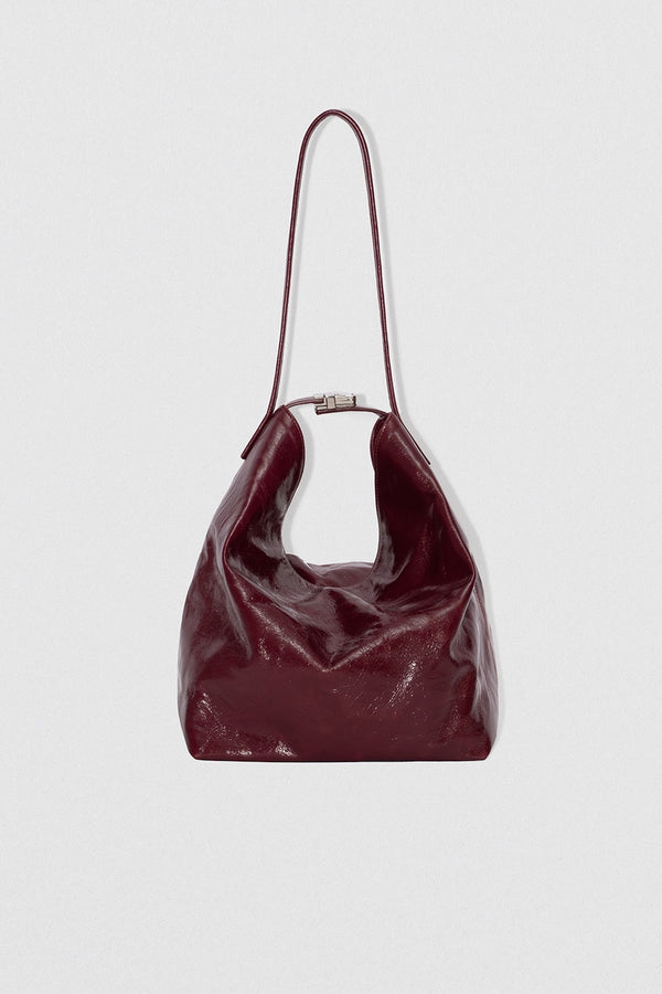 by far Maxi Bea Sour Cherry Creased Calf Leather Hobo Bag