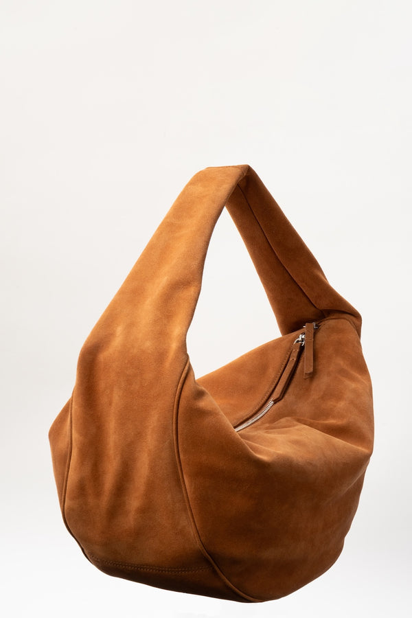 By Far Maxi Cush Summer Tan Suede Leather Shoulder Bag