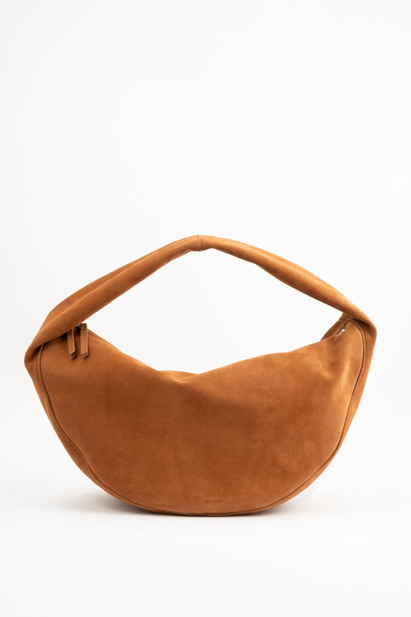by far Maxi Cush Summer Tan Suede Leather Shoulder Bag