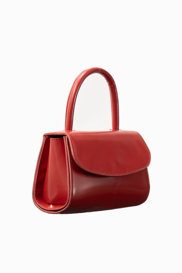 By Far Mini 2.0 Blood Red Semi Patent Leather Top-Handle Bag