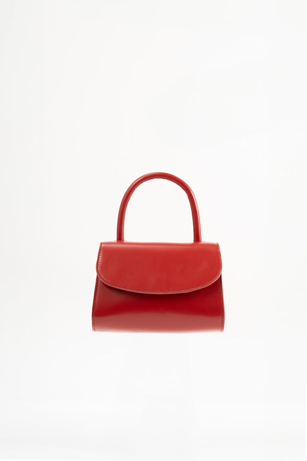 by far Mini 2.0 Blood Red Semi Patent Leather Top-Handle Bag
