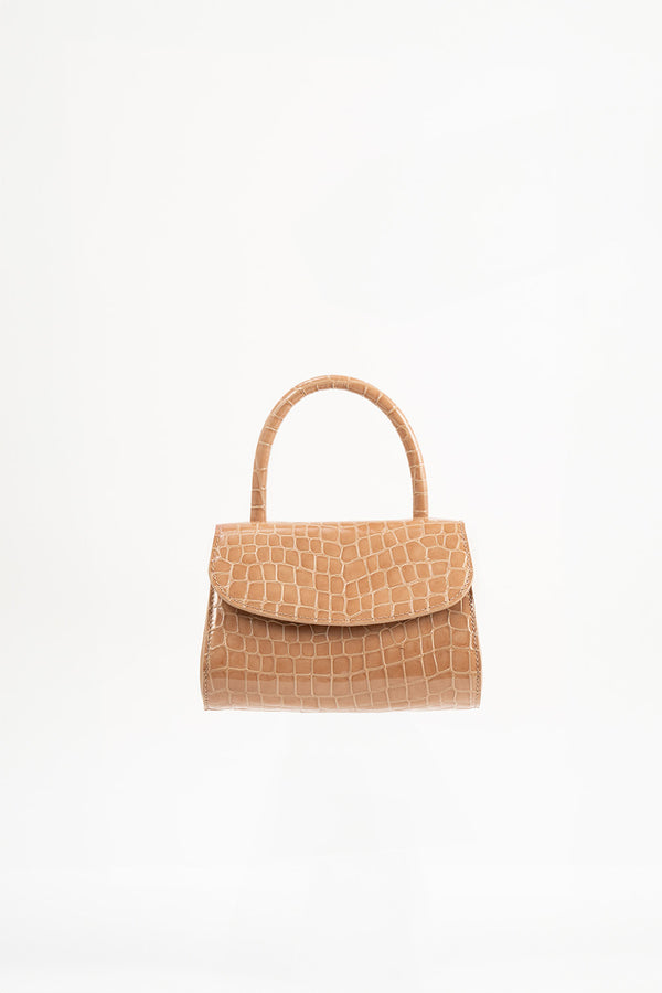 by far Mini 2.0 Light Tan Croco Embossed Leather Top-Handle Bag