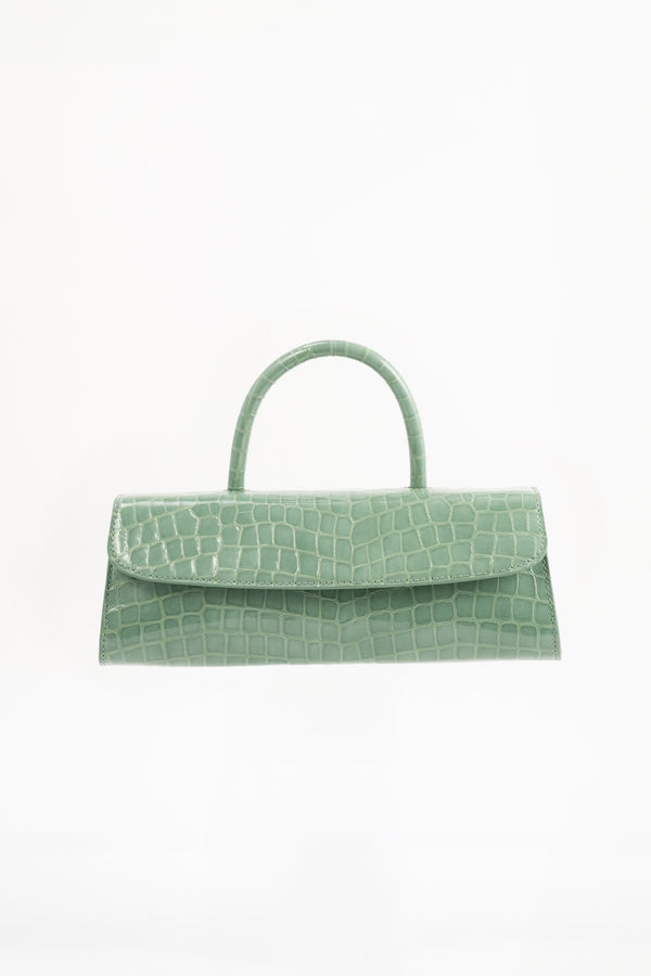 by far Mini Longa Fresh Croco Embossed Leather Top-Handle Bag