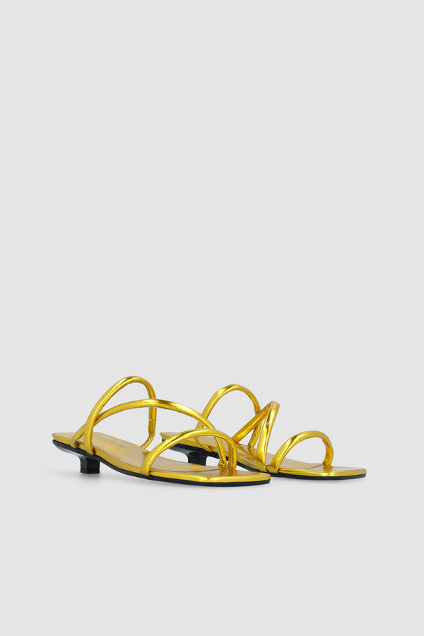 By Far Morena Gold Eel Embossed Metallic Leather Mule