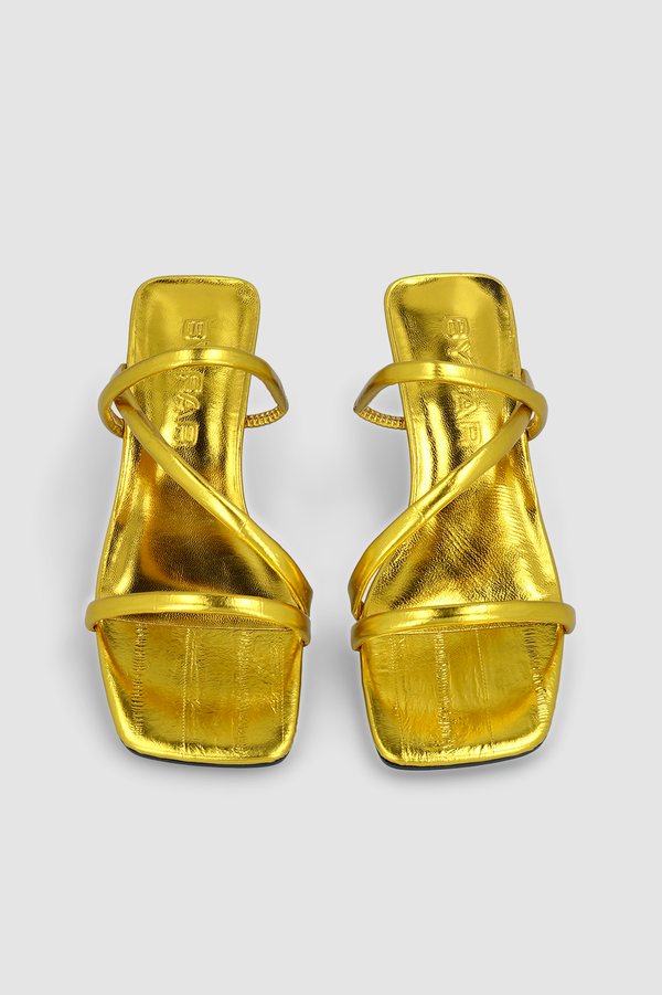 By Far Morena Gold Eel Embossed Metallic Leather Mule
