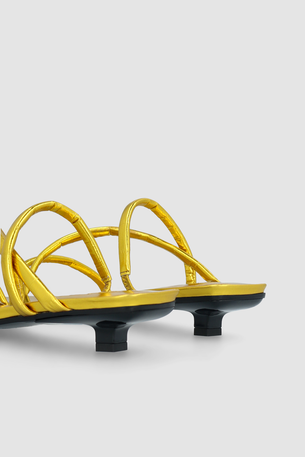 By Far Morena Gold Eel Embossed Metallic Leather Mule