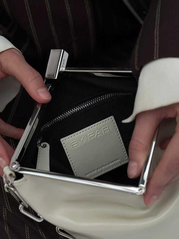 By Far Prisma Limewash Creased Leather Top-Handle Bag