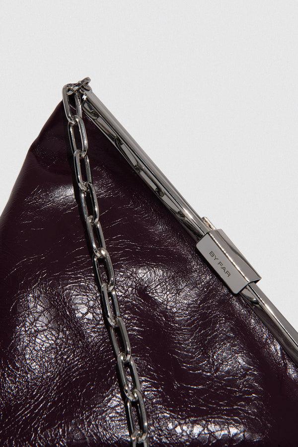 By Far Prisma Raisin Creased Leather Top-Handle Bag