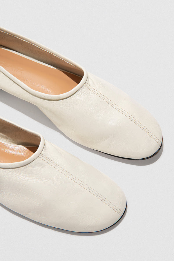 By Far Prudence Limewash Creased Leather Ballet Flat