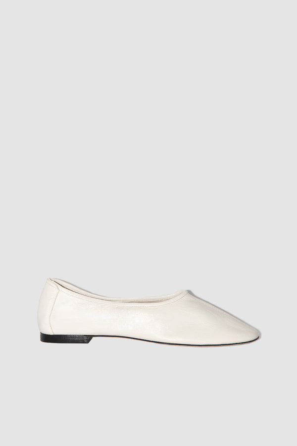 by far Prudence Limewash Creased Leather Ballet Flat