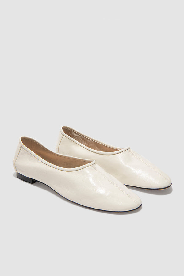 By Far Prudence Limewash Creased Leather Ballet Flat