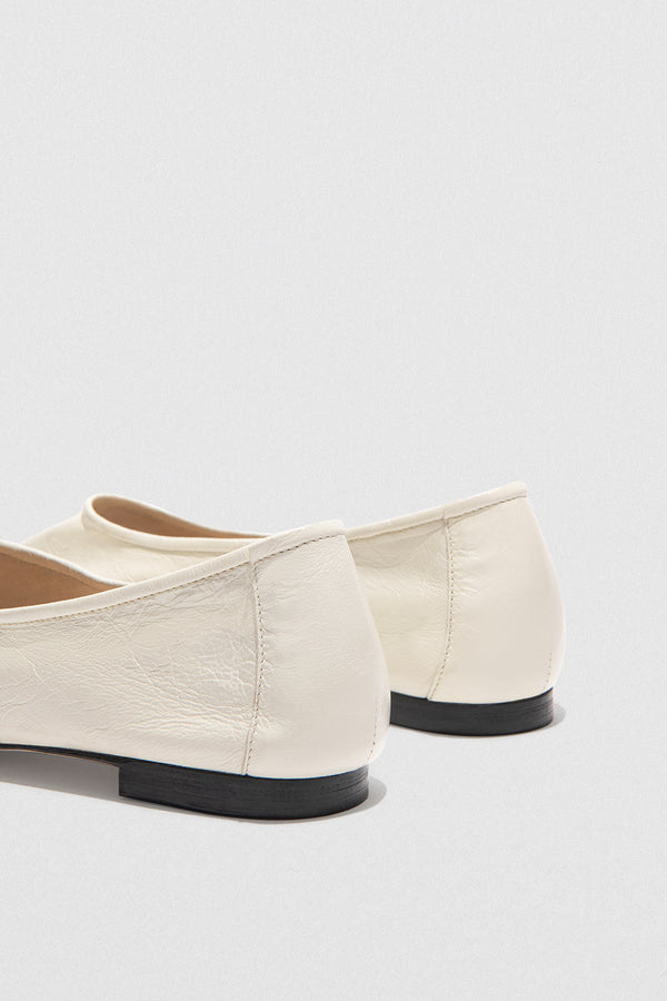 By Far Prudence Limewash Creased Leather Ballet Flat
