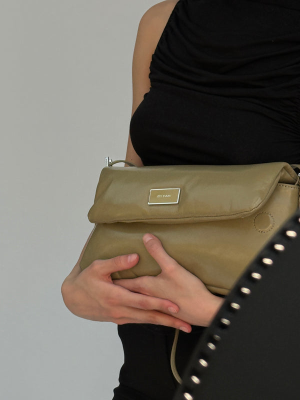 By Far Puffy Tilda Mangrove Glossed Nappa Leather Shoulder Bag