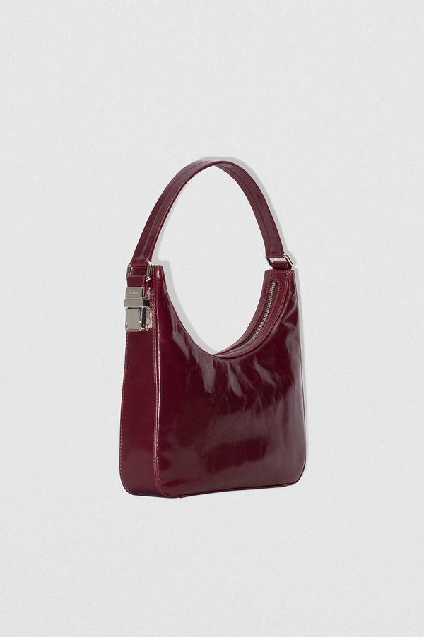 By Far Rhea Sour Cherry Creased Calf Leather Shoulder Bag