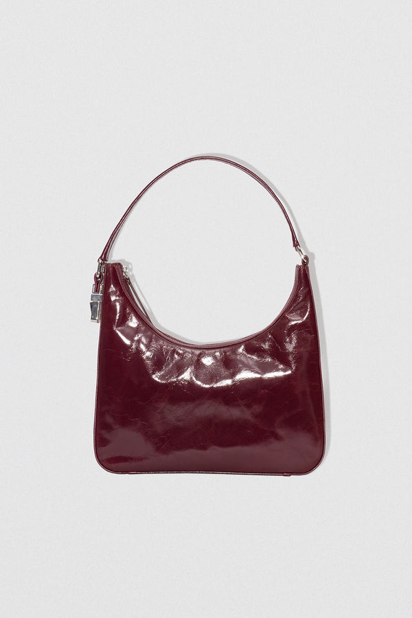 by far Rhea Sour Cherry Creased Calf Leather Shoulder Bag