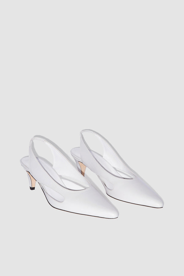 By Far Runa Burrata Creased Calf Leather Slingback Pump