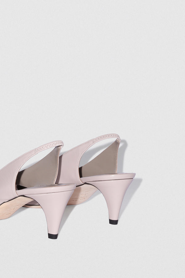 By Far Runa Fossil Glossed Nappa Leather Slingback Pump