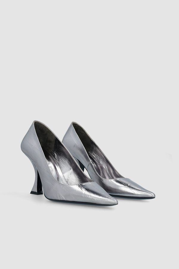 By Far Viva Inox Eel Embossed Metallic Leather Pump