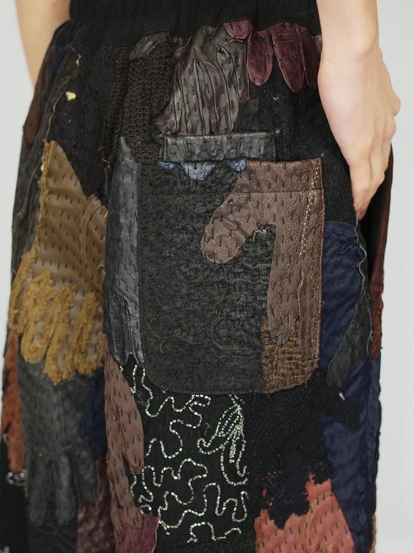 By Walid 19th Century Embroidered & Vintage Gloves Bermuda Shorts