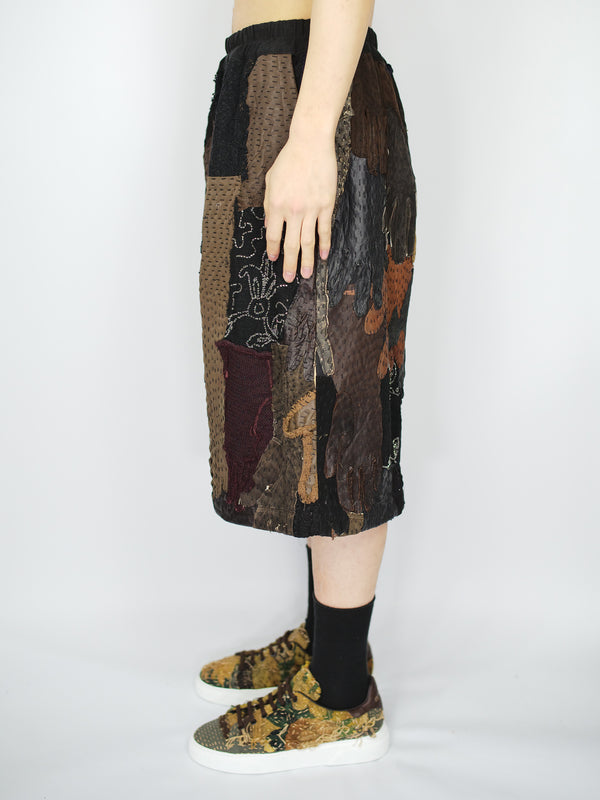 By Walid 19th Century Embroidered & Vintage Gloves Bermuda Shorts