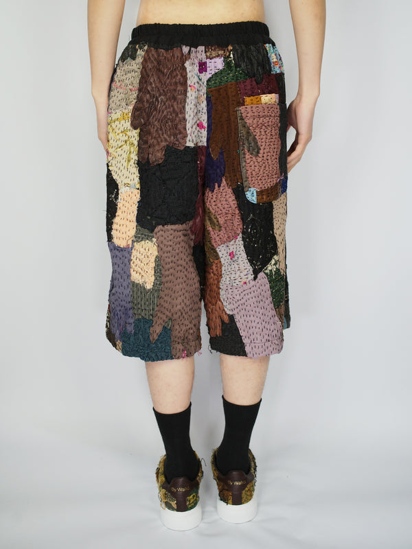 By Walid 19th Century Embroidered & Vintage Gloves Bermuda Shorts