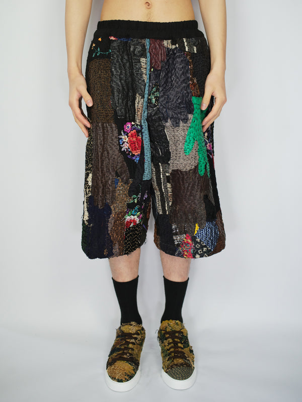 by walid 19th Century Embroidered & Vintage Gloves Bermuda Shorts