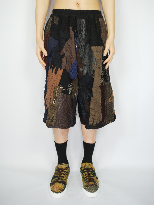 by walid 19th Century Embroidered & Vintage Gloves Bermuda Shorts