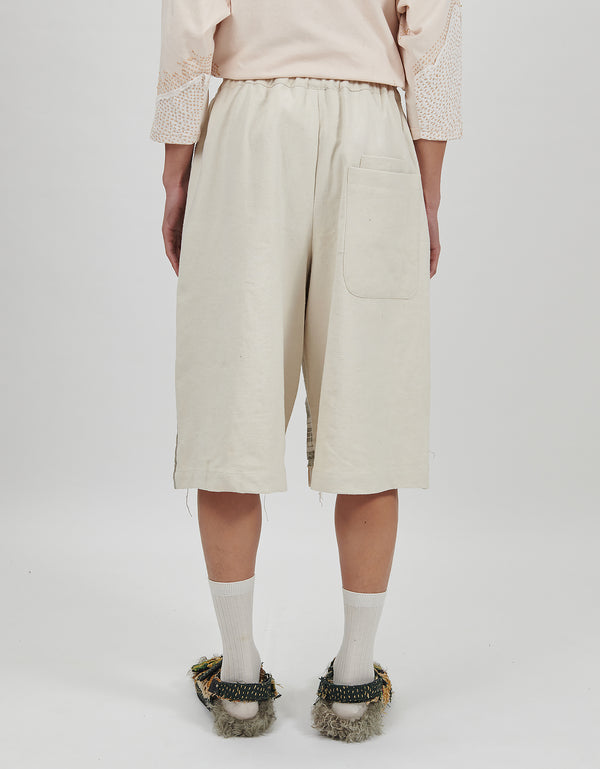 By Walid 19th Century French Ticking Bermuda Shorts