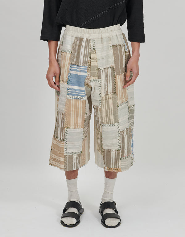 by walid 19th Century French Ticking Long Bermuda Shorts