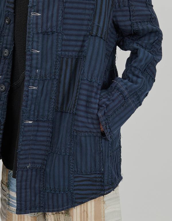 By Walid 19th Century French Ticking Orhan Shirt Jacket