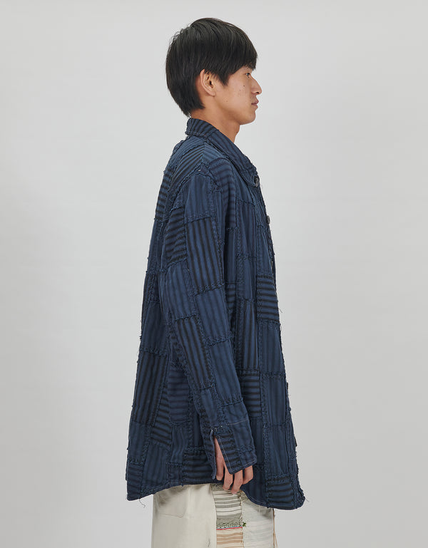 By Walid 19th Century French Ticking Orhan Shirt Jacket